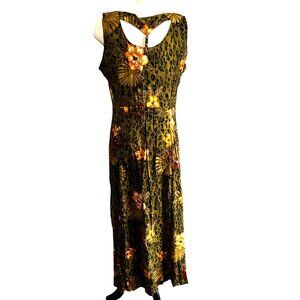 Vintage Floral Racerback Boho Maxi Dress Sz 12 by Scarlett Green Animal Print
